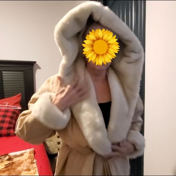 Wilson’s Leather Jacket Coat Faux Fur Long Suede Winter Wilson Tan Size M - Picture 6 of 15